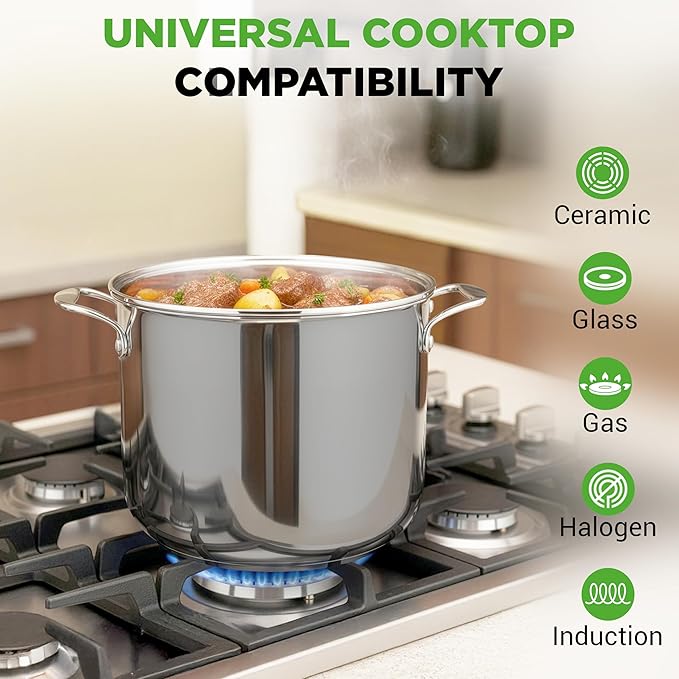 NutriChef 12-Quart Stainless Steel Stockpot – 18/8 Food Grade Heavy-Duty - Image 3
