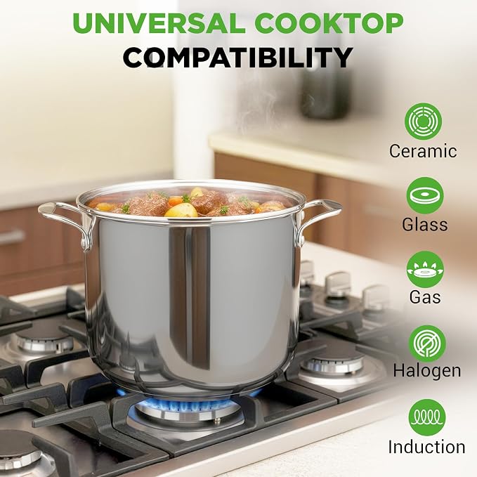 NutriChef 12 Quart Stainless Steel Stock Pot - Image 2