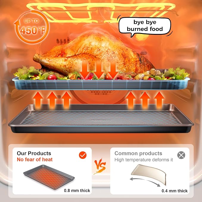 HONGBAKE 3 Pack Nonstick Ceramic Baking Sheet Pan Set - Image 9