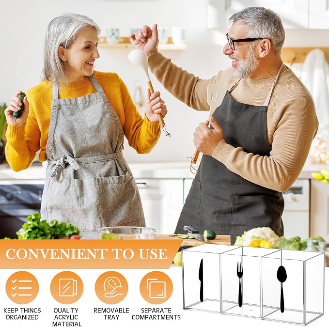 Suzile Acrylic Cutlery Storage Organizer Bin Silverware Caddy Countertop Knife - Image 5