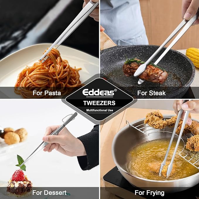 Eddeas Kitchen Tweezers Tongs, Cooking Tweezers Stainless Steel - Image 6