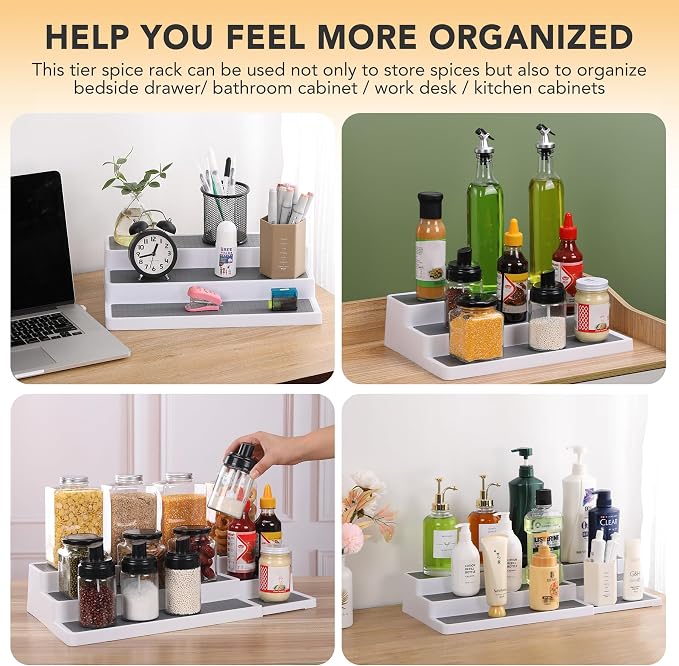 CiWiVOKi 3 Tier Expandable Spice Rack Organizer, Adjustable Length 14.6In-25.8In - Image 7