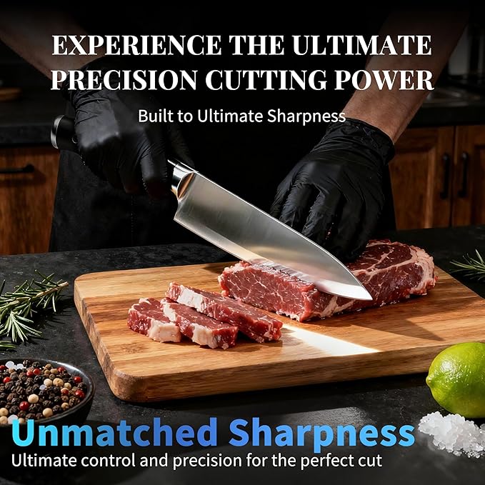 Knife Set, 15 Piece Premium Kitchen Knife Block Set, Razor-Sharp, High Carbon - Image 6
