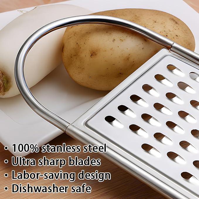 2 Pack Cheese Grater Handheld, Flat Coarse Stainless Steel Food Graters - Image 3