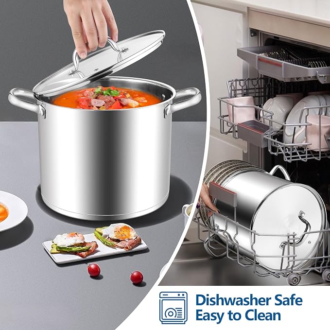E-far 12 Quart Cooking Stock Pot, Large Stainless Steel Pot - Image 7