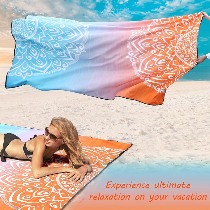 HIHOHO Beach Blanket Waterproof Sandproof Extra Large Beach Mat 79" X - Image 3