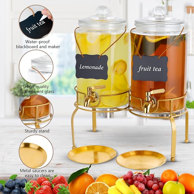 Drink Dispensers for Parties, 2 Pack 1 Gallon Beverage Dispenser - Image 5