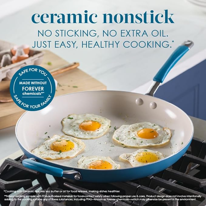 Rachael Ray Cucina Ceramic Nonstick Frying Pan/Skillet, Dishwasher Safe - Image 3