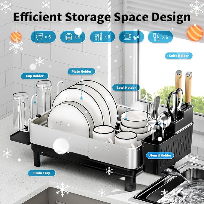 Ewaiira Dish Drying Rack, 304 Stainless Steel Dish Racks - Image 6
