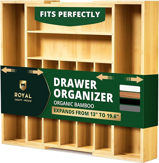 ROYAL CRAFT WOOD Luxury Bamboo Kitchen Drawer Organizer by RoyalCraftWood