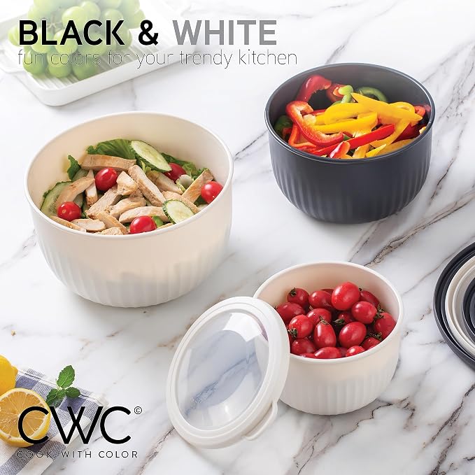 COOK WITH COLOR Prep Bowls with Lids- Wide and Deep Nesting Plastic Small - Image 3