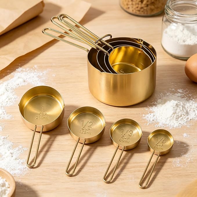 4pcs Stainless Steel Measuring Cups Set Kitchen Accessories Baking Tea Coffee - Image 4