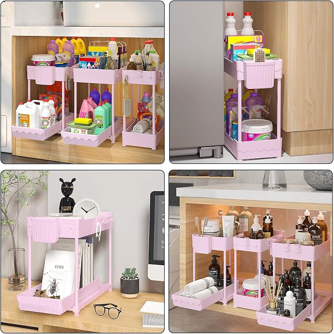 Sevenblue 3 Pack Under Sink Organizers, 2-Tier Multi-Use Kitchen and Bathroom - Image 6