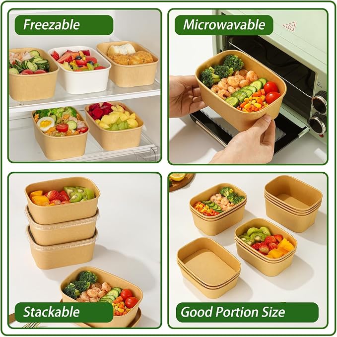 DI QIU REN 50-Pack 25oz Paper Bowls, Disposable Food Containers - Image 3