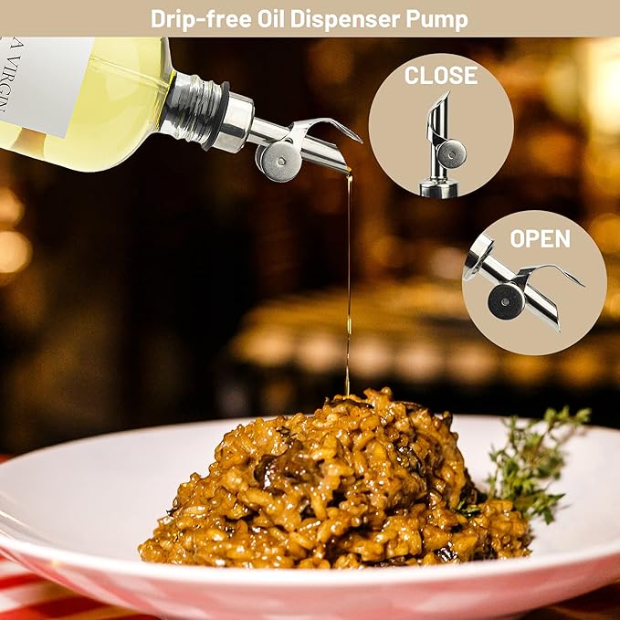 3PCS Oil Dispensers with Labels 16.23oz Kitchen Cooking Glass Bottles - Image 6