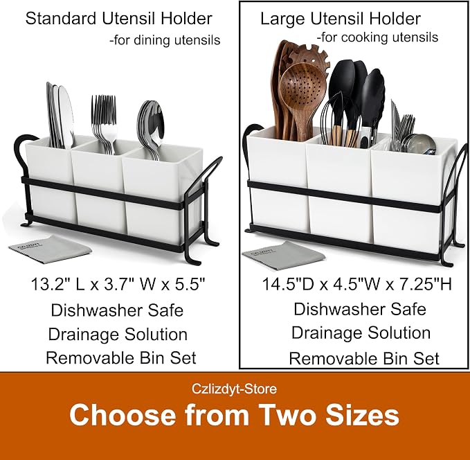 Czlizdyt Large Kitchen Utensil Holder, Drainage Utensil Caddy - Image 7