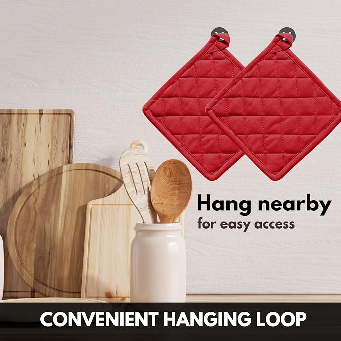 Oven Mitt + Pot Holder 100% Cotton Heat Resistant Kitchen Oven Gloves & Hot Pads - Image 3