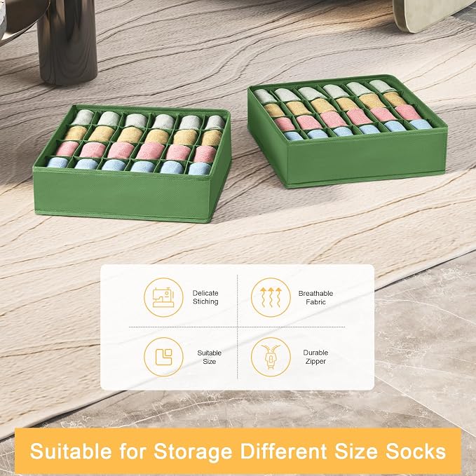 Joyoldelf Sock Drawer Organizer Divider 2 Packs Underwear Organizer, 24 Cell - Image 6