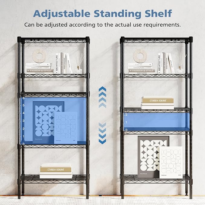 DUMOS 5-Tier Metal Wire Storage Shelves, Adjustable Standing Storage Rack Shelf - Image 6