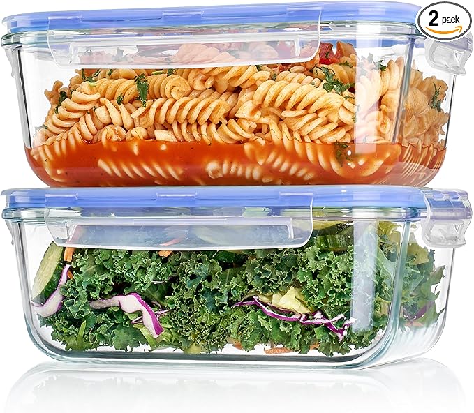 Vtopmart 2Pack 1860ml/63oz Large Glass Storage Containers by Vtopmart
