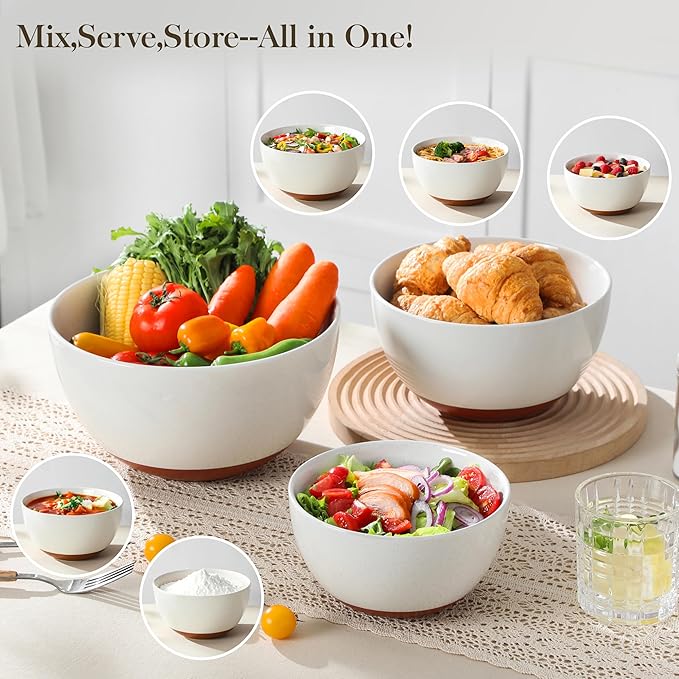 MALACASA Ceramic Mixing Bowls, Large Serving Bowls - Image 5