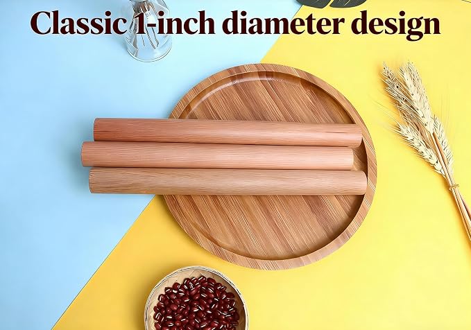 3-Pack 10-Inch Wooden Rolling Pins – Classic 1-Inch Diameter Baking Tools - Image 8