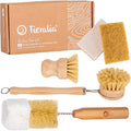 Tieralia Bamboo Dish Brush Set 5 Piece – Eco Friendly Kitchen Cleaning Kit by Tieralia