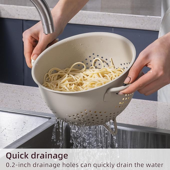 Metal Colander 5 Quart Powder Coated Self-draining Metal Strainer - Image 3