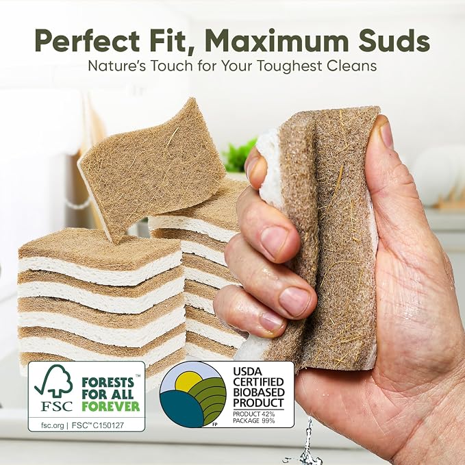 Plant-Based Kitchen Sponges | USDA Biobased Certified | FSC & PETA Approved | - Image 6
