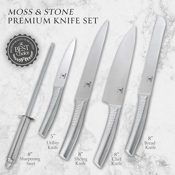 Moss & Stone Professional Kitchen Knife Chef Set, Premium Kitchen Knife Set - Image 2
