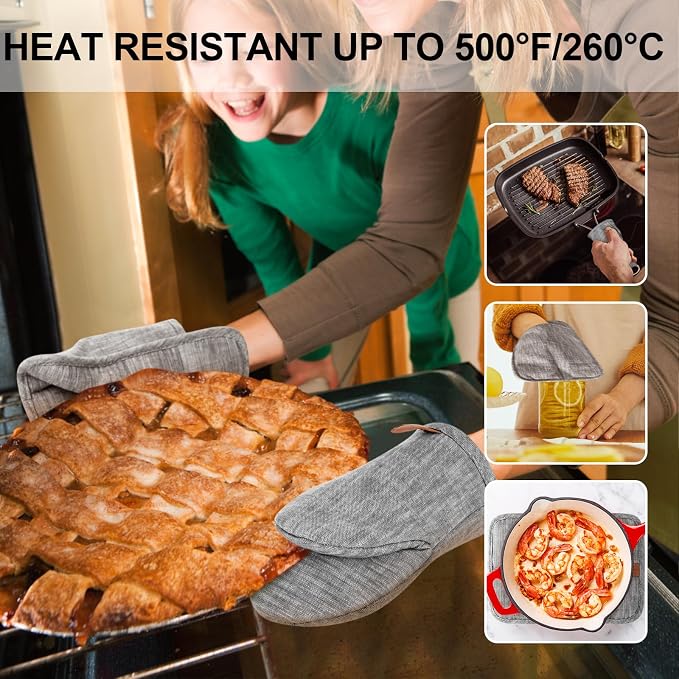 4Pcs Heat Resistant Oven Mitts & Potholders, Flexible Kitchen Accessories - Image 7