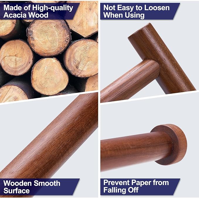 Wooden Paper Towel Holder for Kitchen, Adhesive Acacia Wood Paper Towel Holders - Image 6
