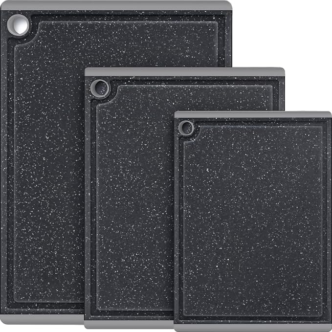Kikcoin Plastic Cutting Boards for Kitchen, 3-Piece Large Cutting Board Set by Kikcoin