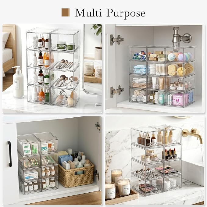 8 Pack Small Clear Stackable Acrylic Storage Boxes Storage Drawers, Storage - Image 8