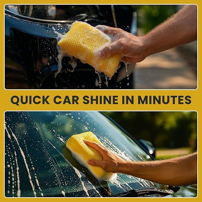 Iconikal 6-Pack Bug Scrubber Sponge 5.9x3.5-Inch Yellow Microfiber Large Car - Image 6