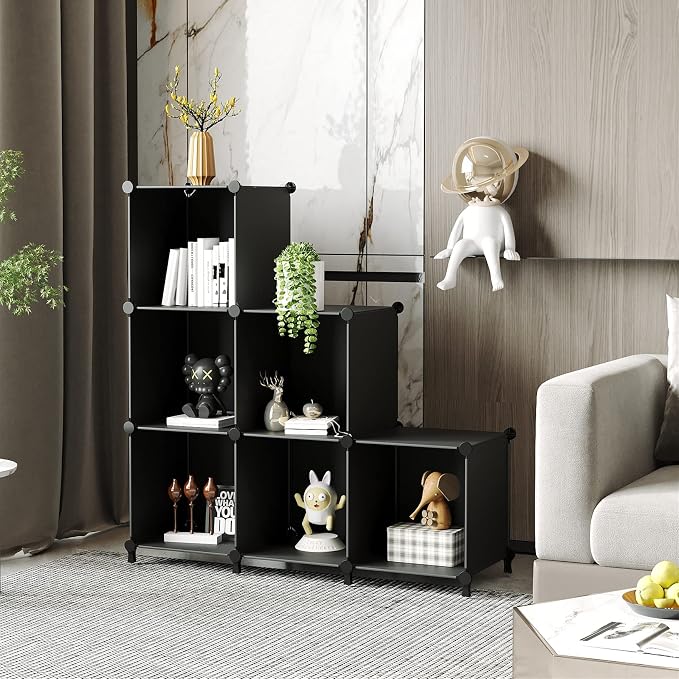 AWTATOS Cube Storage Organizer, Storage Cubes Shelves Bookshelf, 6 Cube Closet - Image 2