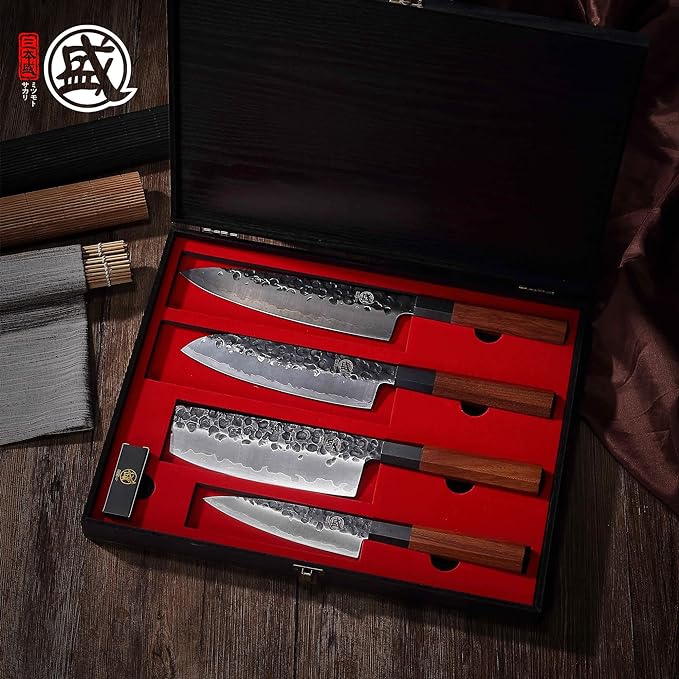 MITSUMOTO SAKARI Japanese Chef's Knife Set 4 Pcs, Professional Hand Forged - Image 6