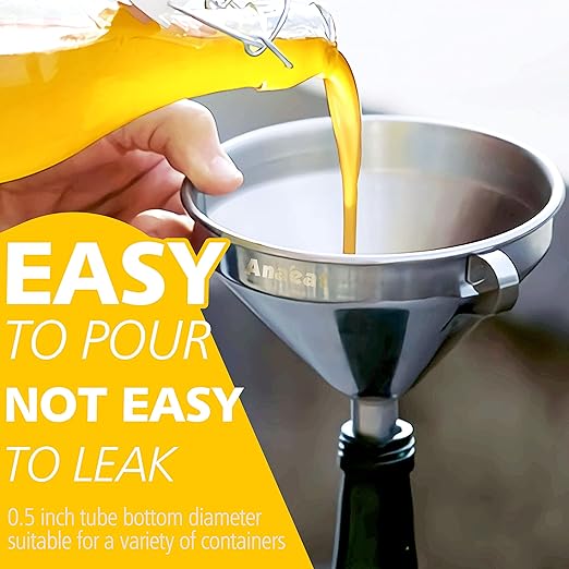 Anaeat Stainless Steel Kitchen Funnel, Oils & 1 Pc Cleaning Brush - Image 2