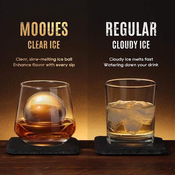 Mooues Clear Ice Ball Maker Mold, Whiskey Ice Cube Tray, 2.4 Inch Large Round - Image 4