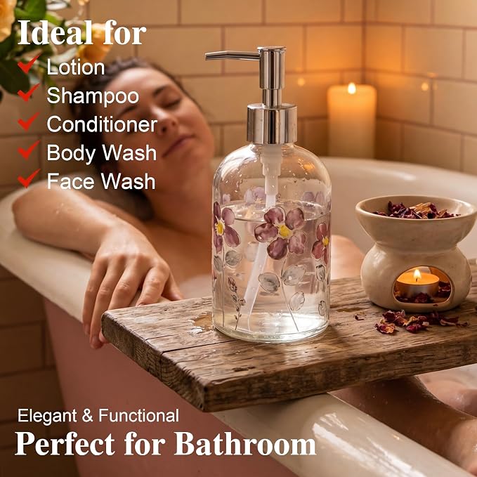 17oz Glass Soap Dispenser with Plastic Pump, 2 Pack Refillable Kitchen Soap - Image 9
