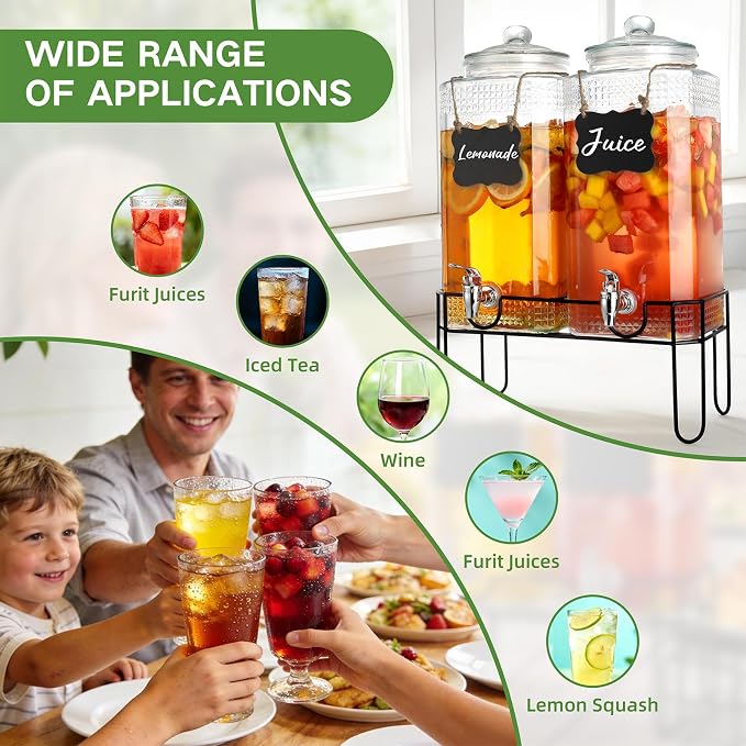 2 Gallon Glass Drink Dispensers - Image 6