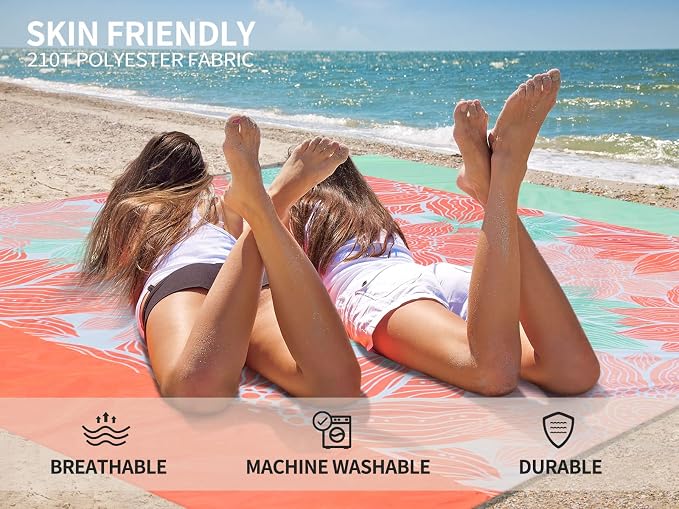 HIHOHO Beach Blanket Waterproof Sandproof Extra Large Beach Mat 79" X - Image 4