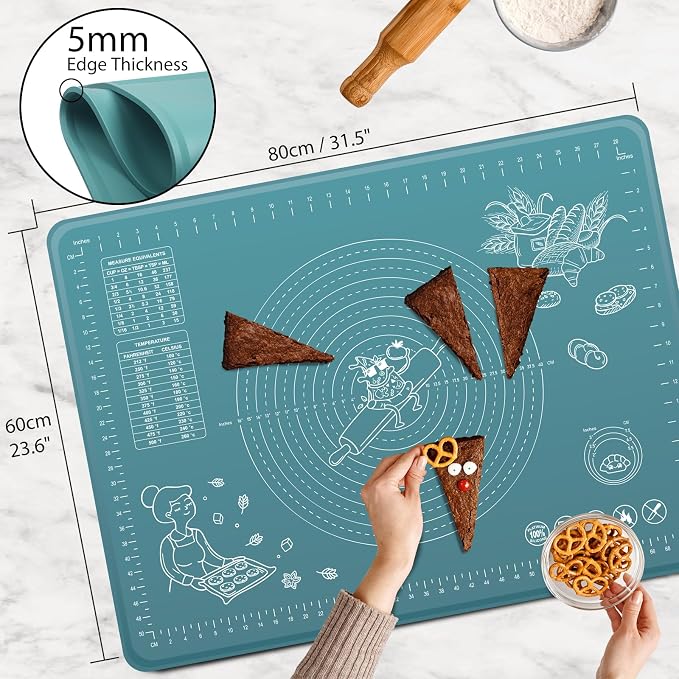 Silicone Pastry Mat 32" x 24" Extra Thick Non Stick Baking Mat - Image 3