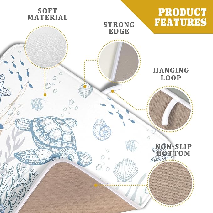 Giwawa Ocean Turtle Dish Drying Mat, Coastal Sea Tortoise Decorative Dish - Image 4