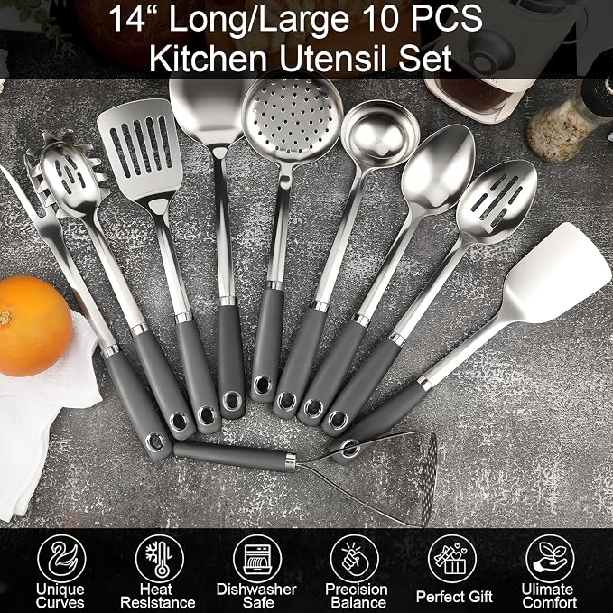 10 Piece Stainless Steel Cooking Utensils Set - Image 5