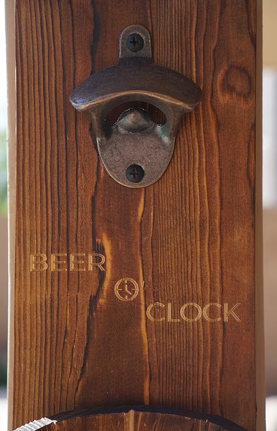 “Beer O’ Clock” Rustic Wall Mounted Bottle Opener and Catcher - Image 5