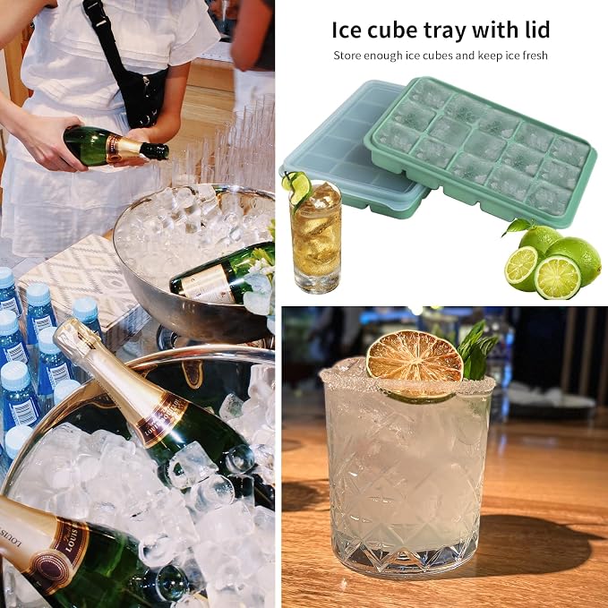 Ice Cube Trays Set of 3, Easy Release 15 Flexible Silicone Ice Cube Molds - Image 6
