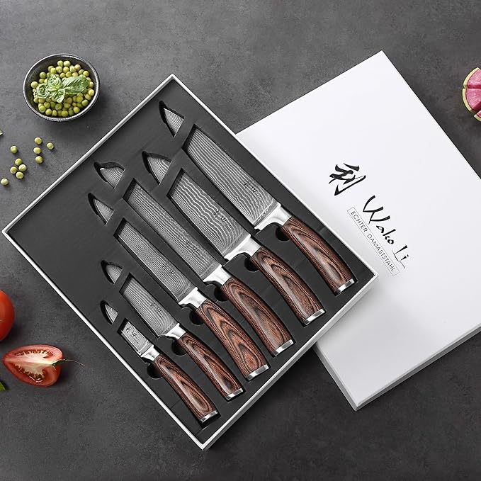 Wakoli EDIB 6-Piece Damascus Knife Set – Professional Chef Knives Set - Image 2