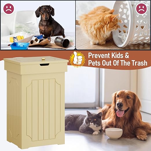 Function Home Trash Can Cabinet, 13 Gallon Kitchen Garbage Can, Wood Recycling - Image 5