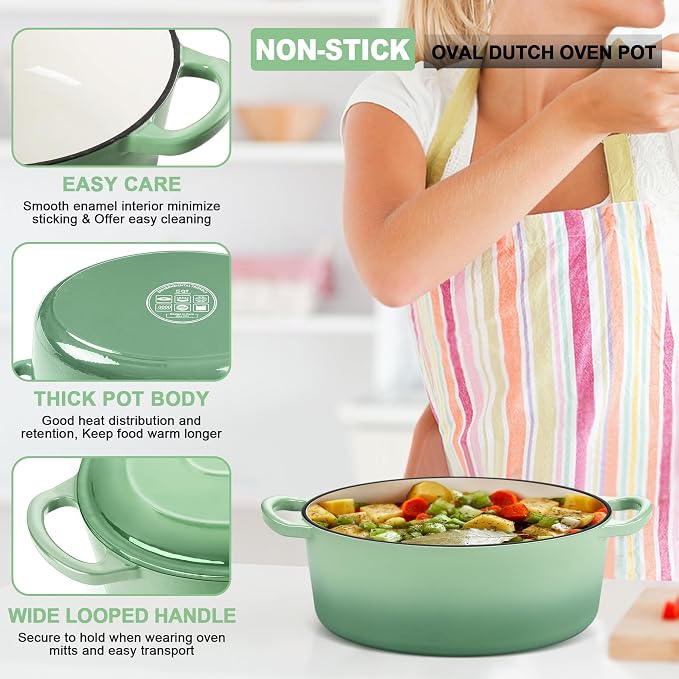E-far 5QT Oval Dutch Oven Pot - Image 3